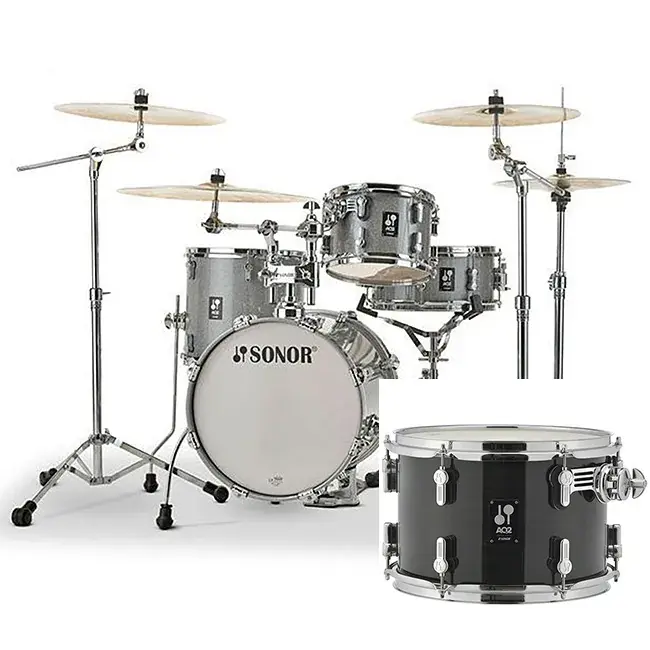 Bon Marché SONOR AQ2 Safari Batterie 16"/4pcs Transparent Stain Black