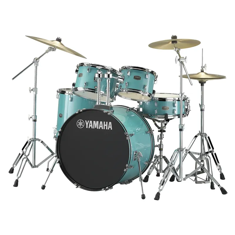 YAMAHA Rydeen Batterie 20"/5Pcs Turquoise Glitter + Hardware + Cymb Paiste Certifié
