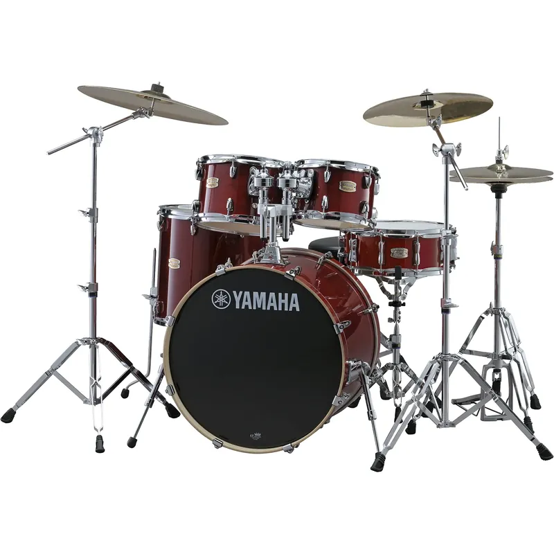 Certifié YAMAHA Stage Custom Birch Batterie 22"/5Pcs Cranberry Red + HW780