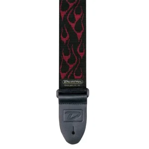 Usine Directe DUNLOP D3811RD COURROIE NYLON MOTIF FLAMME NOIR ET ROUGE