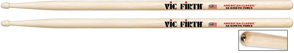 Remise VIC FIRTH Baguettes 5A American Classic Hickory Kinetic Force
