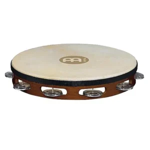 Pas Cher MEINL TAH1AAB TAMBOURIN BOIS AVEC PEAU BRUN - 1 RANGEE ALUMINIUM