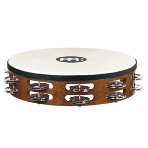 MEINL TAH2AB TAMBOURIN BOIS AVEC PEAU BRUN - 2 RANGEES NICKELEES Affaire À Saisir