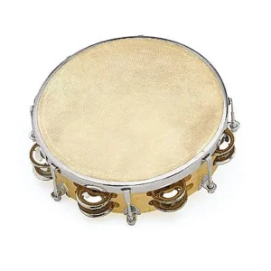 FUZEAU TAMBOURIN 20 CM PEAU NATURELLE + VIS + CYMBALETTES REF.003991 Seulement Aujourd'hui