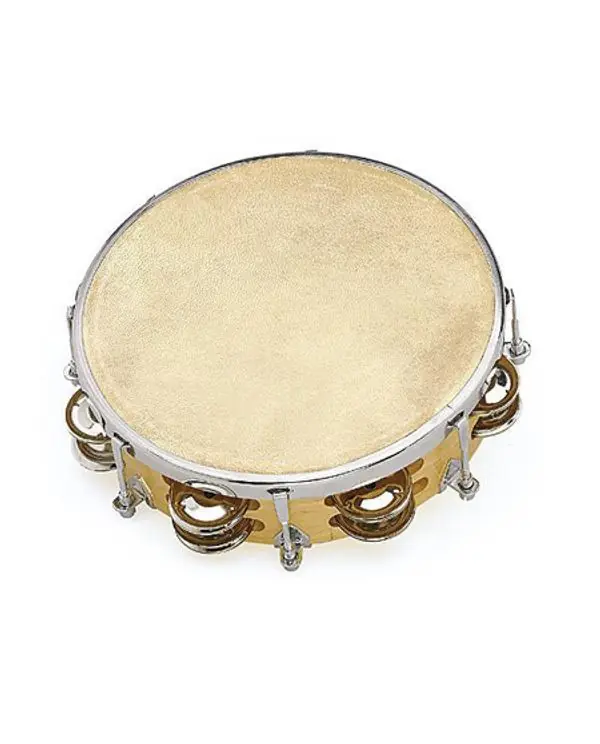 FUZEAU TAMBOURIN 20 CM PEAU NATURELLE + VIS + CYMBALETTES REF.003991 Seulement Aujourd'hui