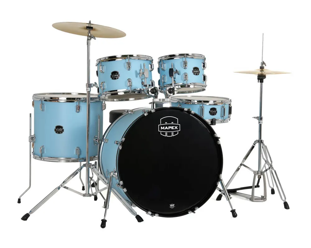 Mapex Comet 5-Piece Drum Kit (22,10,12,16,SD) with Cymbals and Hardware - Lake Blue Meilleur Prix
