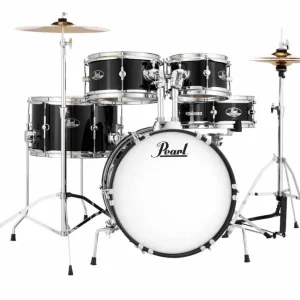 Prix Réduit Pearl Roadshow Jr. 5-Piece Drum Kit (16,8,10,13,SD) with Cymbals and Hardware - Jet Black