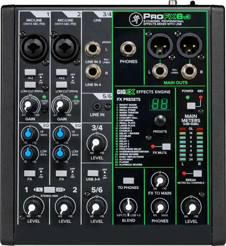 Mackie ProFX6v3 6-Channel Professional Effects Mixer with USB Jusqu'à Épuisement Des Stocks