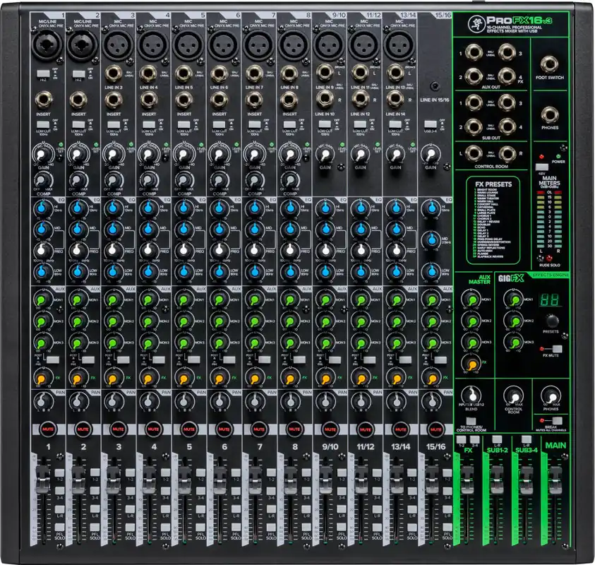 Affaire À Saisir Mackie ProFX16v3 16-Channel 4 Bus Professional Effects Mixer with USB