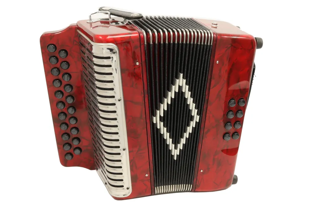Authentique Carlton Diatonic 2-Row Accordion - Red