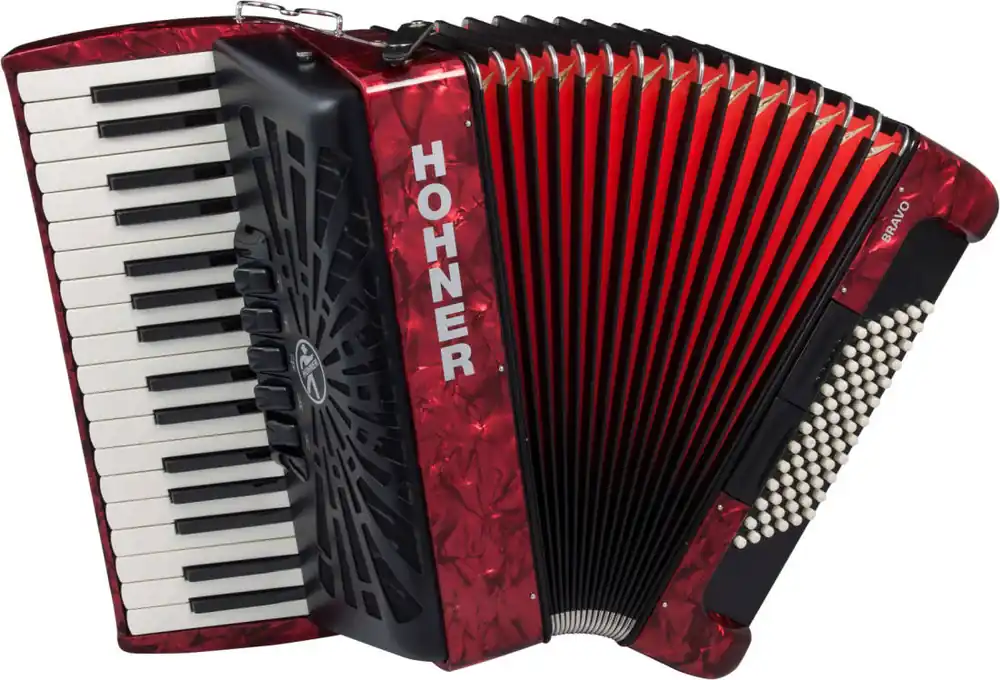 Haute Qualité Hohner Bravo III 72 Piano Accordion - Red