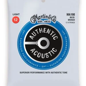 Promotion Saisonnière MARTIN MA190 AUTHENTIC ACOUSTIC JEU 12 CORDES BRONZE LIGHT 80/20