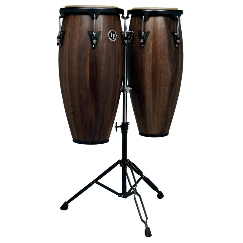 LATIN PERCUSSION LPA647SW Conga Set Aspire 11" + 12" Double Stand Siam Walnut Nouvel Arrivage