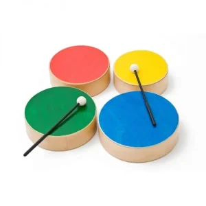 FUZEAU SET DE 4 TAMBOURS BOIS-COULEUR 16"-18"-20"-22" REF 71187 Meilleure Vente