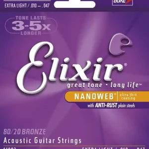 Meilleur Prix ELIXIR NANOWEB 11002 JEU CORDES GIT. FOLK / EXTRA-LIGHT 10-47