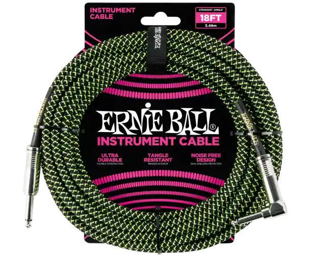 Vente Flash CABLE INSTRUMENT GAINE TISSÉE JACK/JACK COUDÉ 5,5M NOIR/VERT