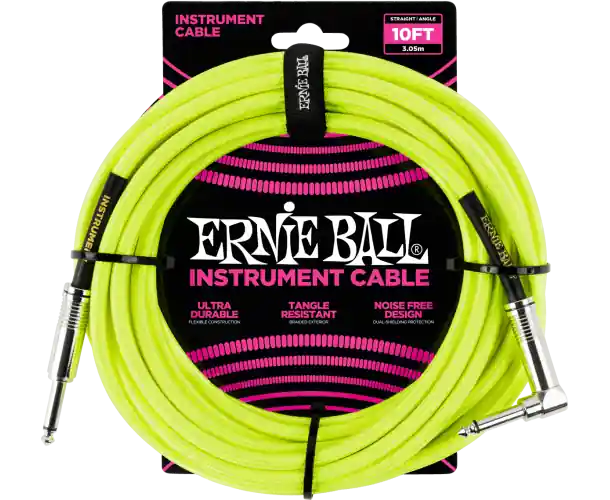 Meilleur Choix CABLES INSTRUMENT GAINE TISSÉE JACK/JACK COUDÉ 3M JAUNE FLUO