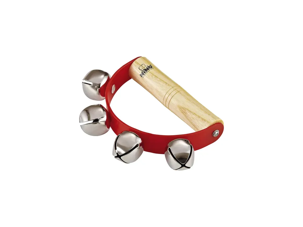 Seulement Aujourd'hui Grelots Nino 4 Clochettes Poignee Bois - Red