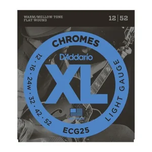 Vente Flash D‘ADDARIO ECG25 FILE PLAT CHROME STAINLESS STEEL Jazz light 12/52