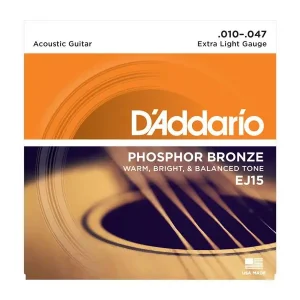Authentique D‘ADDARIO EJ15 PHOSPHORE BRONZE JEU DE CORDES FOLK EXTRA LIGHT 10/47