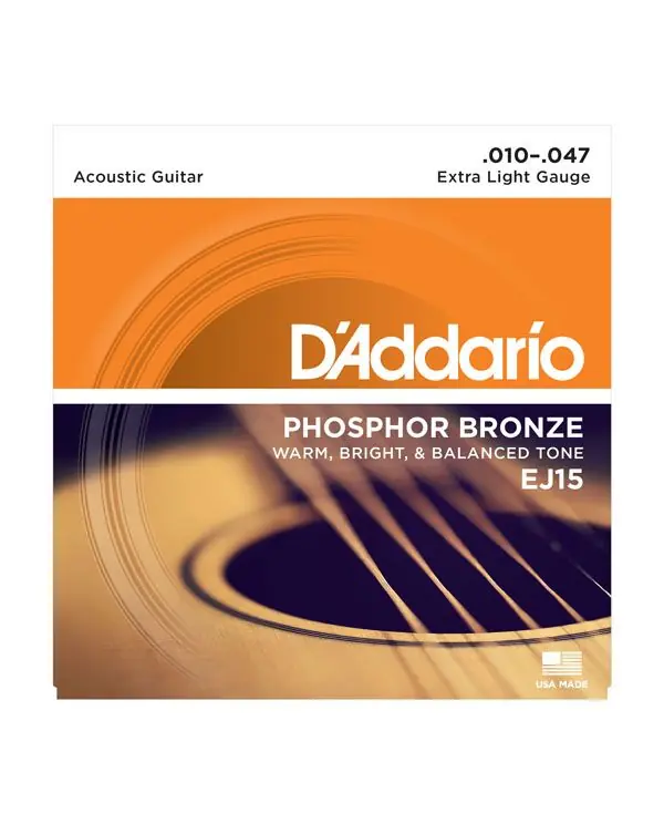 Authentique D‘ADDARIO EJ15 PHOSPHORE BRONZE JEU DE CORDES FOLK EXTRA LIGHT 10/47