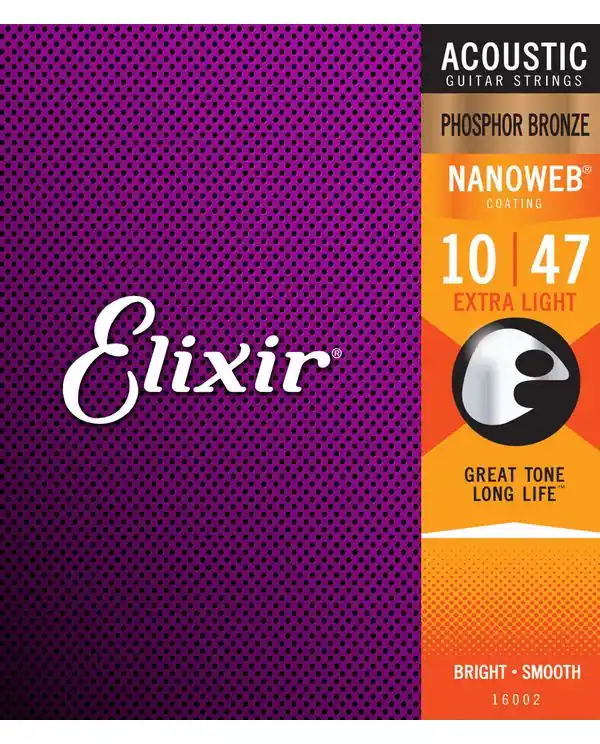 Authentique ELIXIR NANOWEB 16002 JEU CORDES GIT. FOLK PHOSPHOR B. / X-LIGHT 10-47