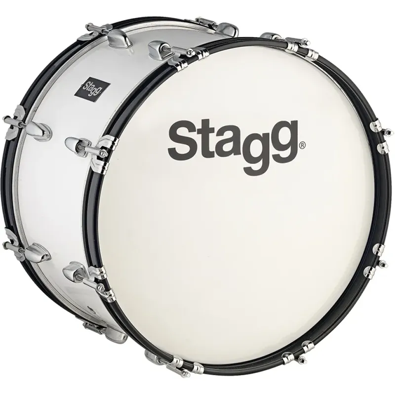 Grosse Caisse Stagg 24 X 12" Marching - Tilleul - White + Sangle/Batte Expédition Rapide