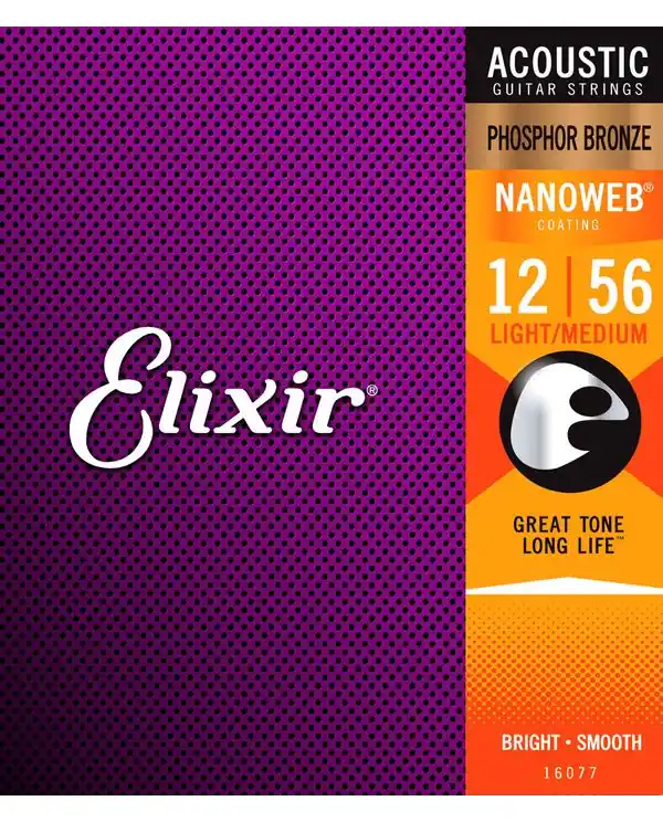 Meilleure Vente ELIXIR NANOWEB 16077 JEU CORDES GIT. FOLK PHOS. B. / MED.LIGHT 12-56