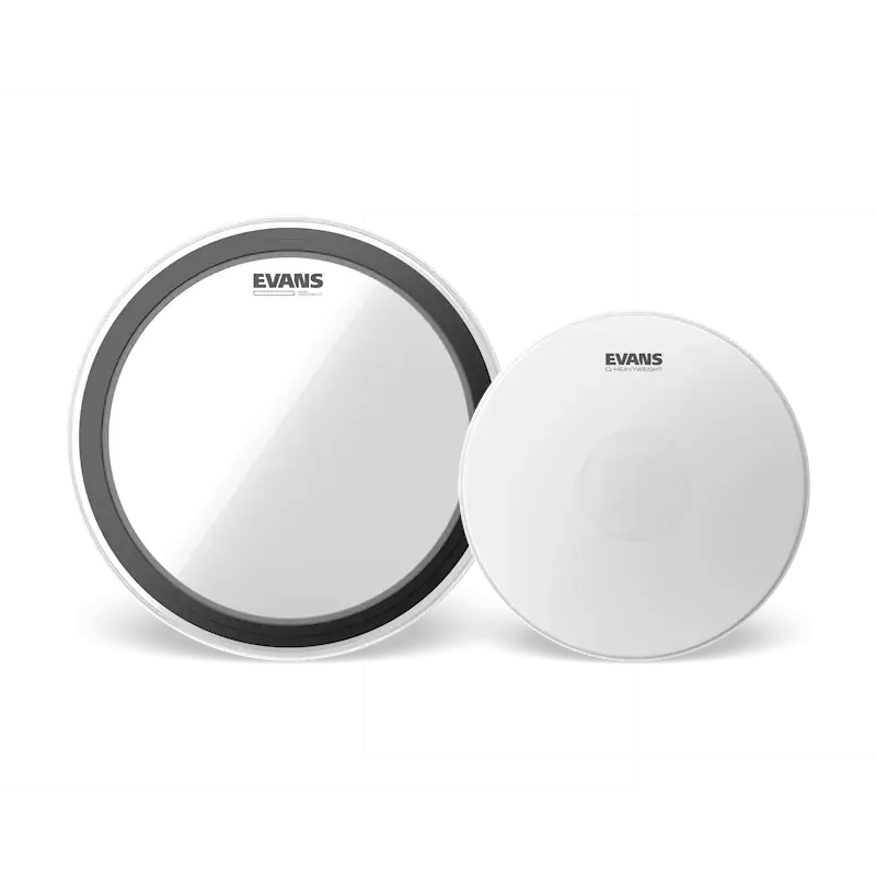 EVANS Pack EMAD Heavyweight Bass Clear + Heavyweight 14" Snare Coated Dernier Modèle