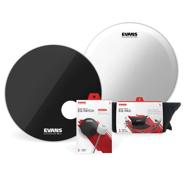 EVANS Pack EQ3 22" - Bass Clear + Bass Reso Black + Patch + Coussin Bon Marché