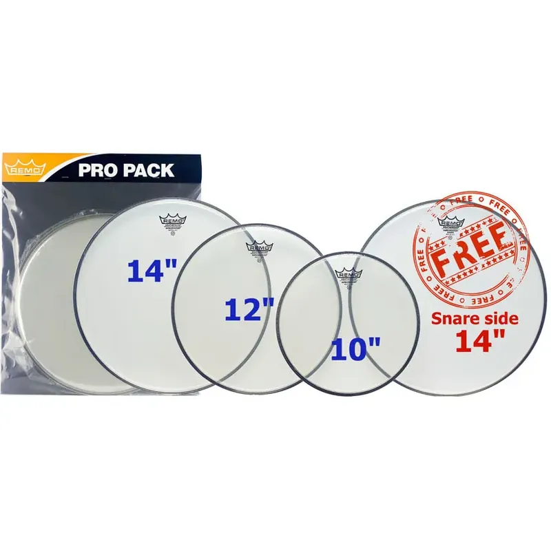 REMO Pack Ambassador 10"/12"/14" Clear + Ambassador 14" Hazy Nouvelle Collection
