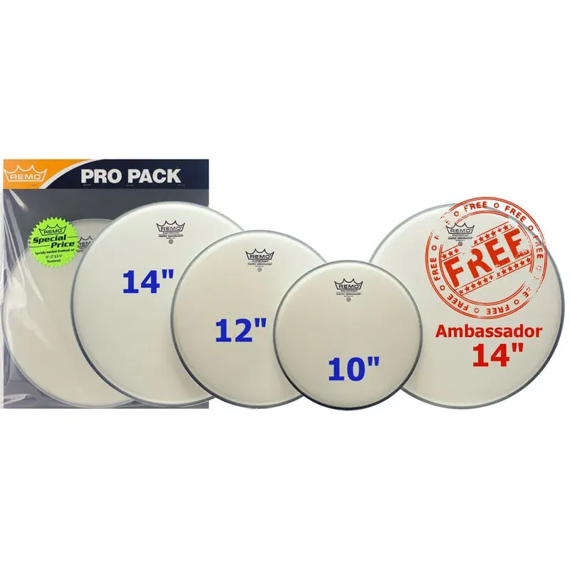 Solde REMO Pack Ambassador 10"/12"/14"Coated + Ambassador 14" Coated