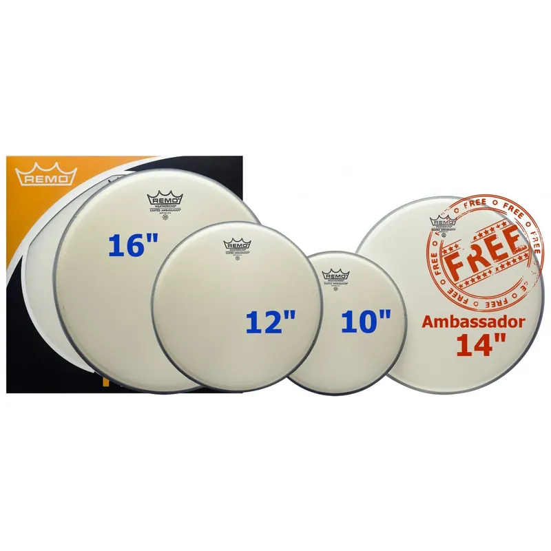 REMO Pack Ambassador 10"/12"/16"Coated + Ambassador 14" Coated Bon Marché