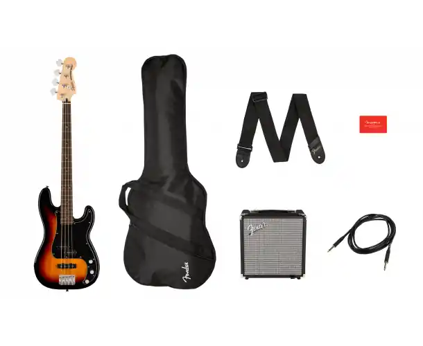 Produit De Marque AFFINITY SERIES™ PRECISION BASS PJ PACK LAUREL FINGERBOARD 3-COLOR SUNBURST GIG BAG RUMBLE 15 - 230V EU