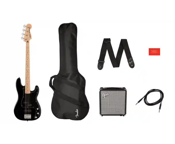 Usine Directe AFFINITY SERIES™ PRECISION BASS PJ PACK MAPLE FINGERBOARD BLACK GIG BAG RUMBLE 15 - 230V EU
