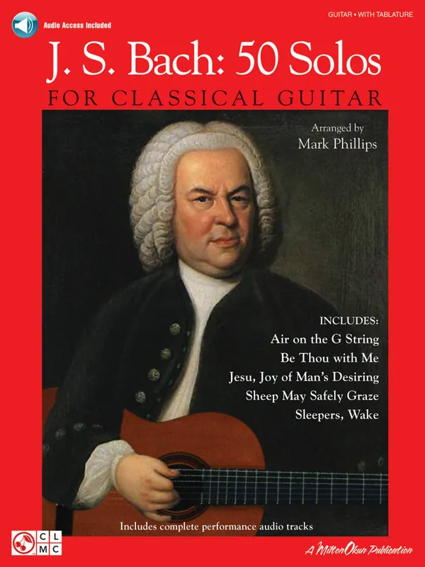 Cherry Lane J.S. Bach 50 Solos for Classical Guitar - Bach/Phillips - Classical Guitar TAB - Book/Audio Online Satisfait Ou Remboursé