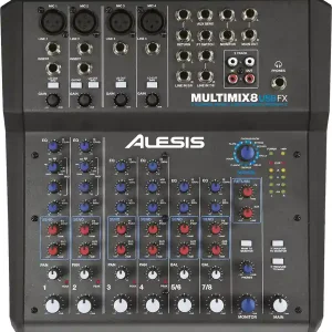 Offre Limitée ALESIS MM8USBFX TABLE DE MIXAGE STUDIO 8 VOIES/12 ENTREES avec effets