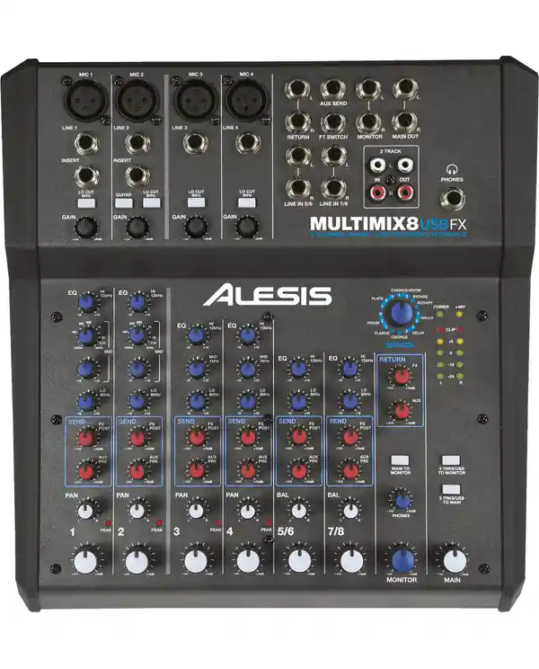 Offre Limitée ALESIS MM8USBFX TABLE DE MIXAGE STUDIO 8 VOIES/12 ENTREES avec effets