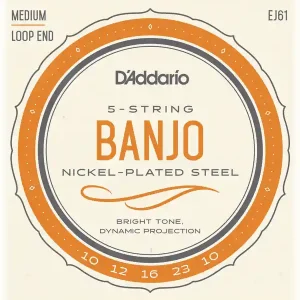 D‘ADDARIO EJ61 JEU CORDES BANJO 5 CORDES - Tirant medium Authentique