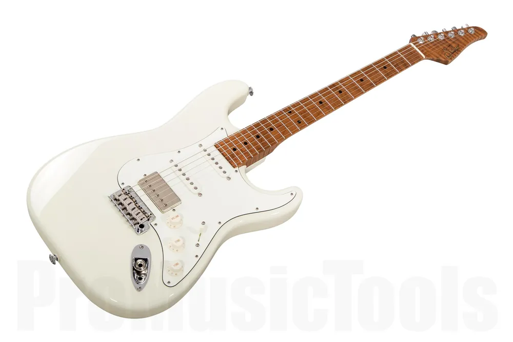 Suhr Classic S HSS Custom Ltd Roasted Flamed Maple OW - Olympic White MN PV Remise