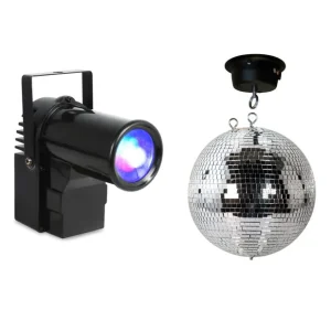 BeamZ - Pack boule à facettes 30 cm + projecteur LED + moteur Commande En Gros