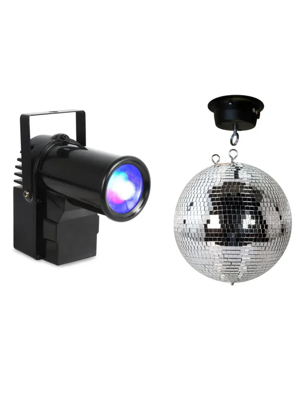 BeamZ - Pack boule à facettes 30 cm + projecteur LED + moteur Commande En Gros