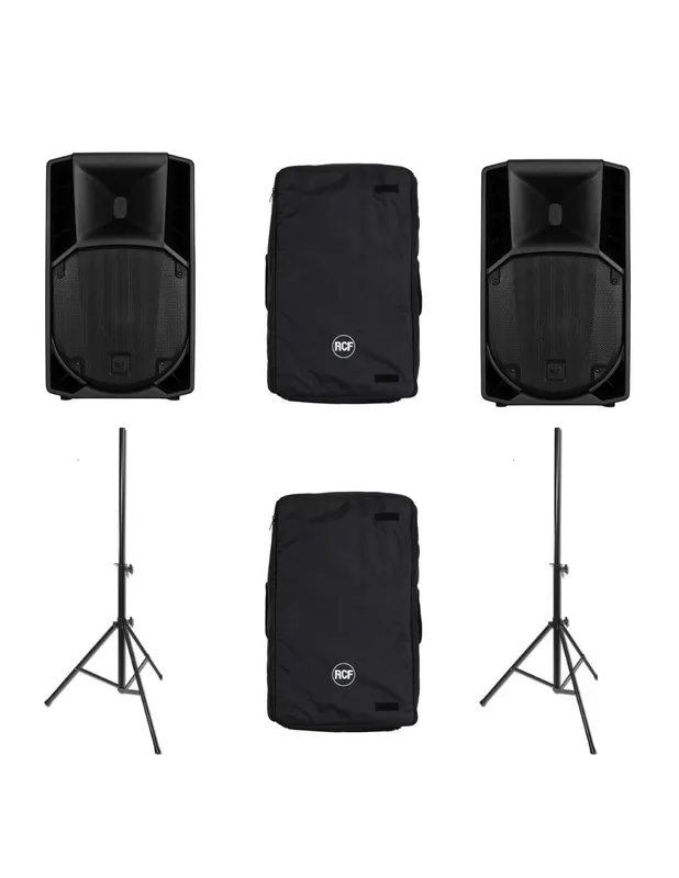 RCF - Pack 2 RCF 712 MK5 + 2 Housses + 2 Pieds d‘enceintes Offre Exclusive