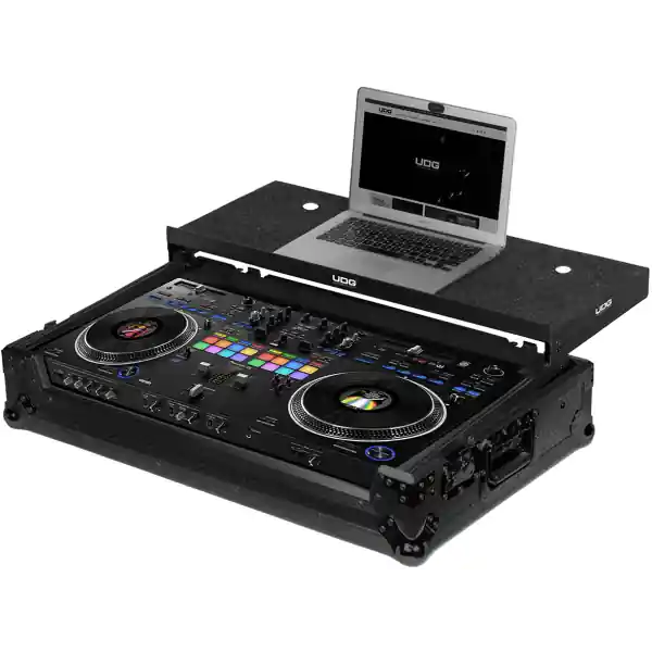 UDGUltimate Flight Case Pioneer DDJ-REV7 Black Plus (Laptop Shelf + Wheels) - U91077BL Offre Exclusive
