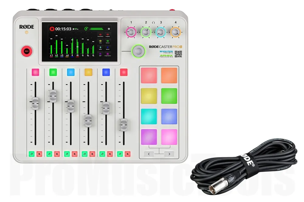 Rode Rodecaster Pro II White inkl. Rode Cable 6m - Black - Bundle Set Nouveauté