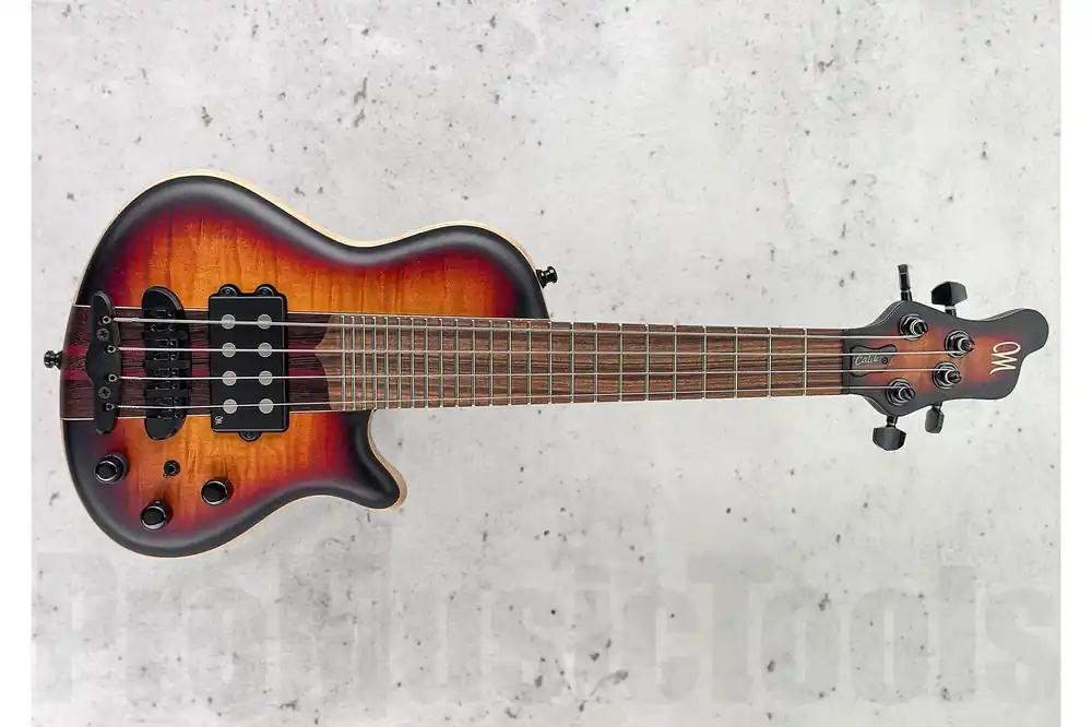Populaire Mayones Cali 4 Mini Bass Flamed Maple - Trans 2Tone Dirty Sunburst Matt