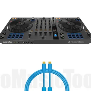 Usine Directe Pioneer DJ DDJ-FLX6-GT incl. DJ TechTools Chroma Cables USB-C to USB-C Cable, 1m, blue – Bundle Set