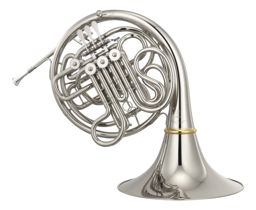 Dernier Modèle Yamaha Band Professional Kruspe Wrap Double French Horn with Detachable Bell - Silver Nickel