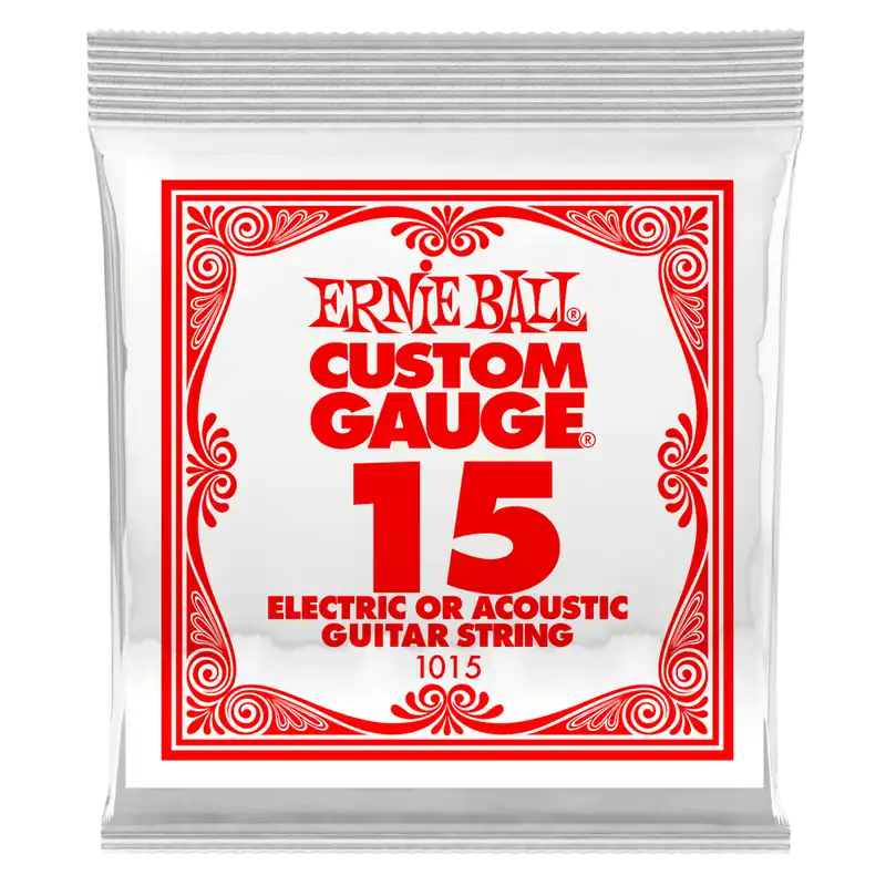 Ernie Ball Single Plain Steel Electric or Acoustic Guitar String - .015 Prix Cassé