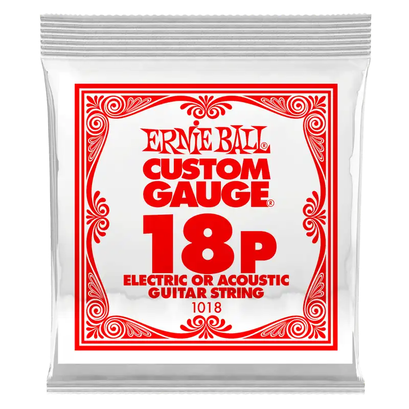 Ernie Ball Single Plain Steel Electric or Acoustic Guitar String - .018 Prix Choc